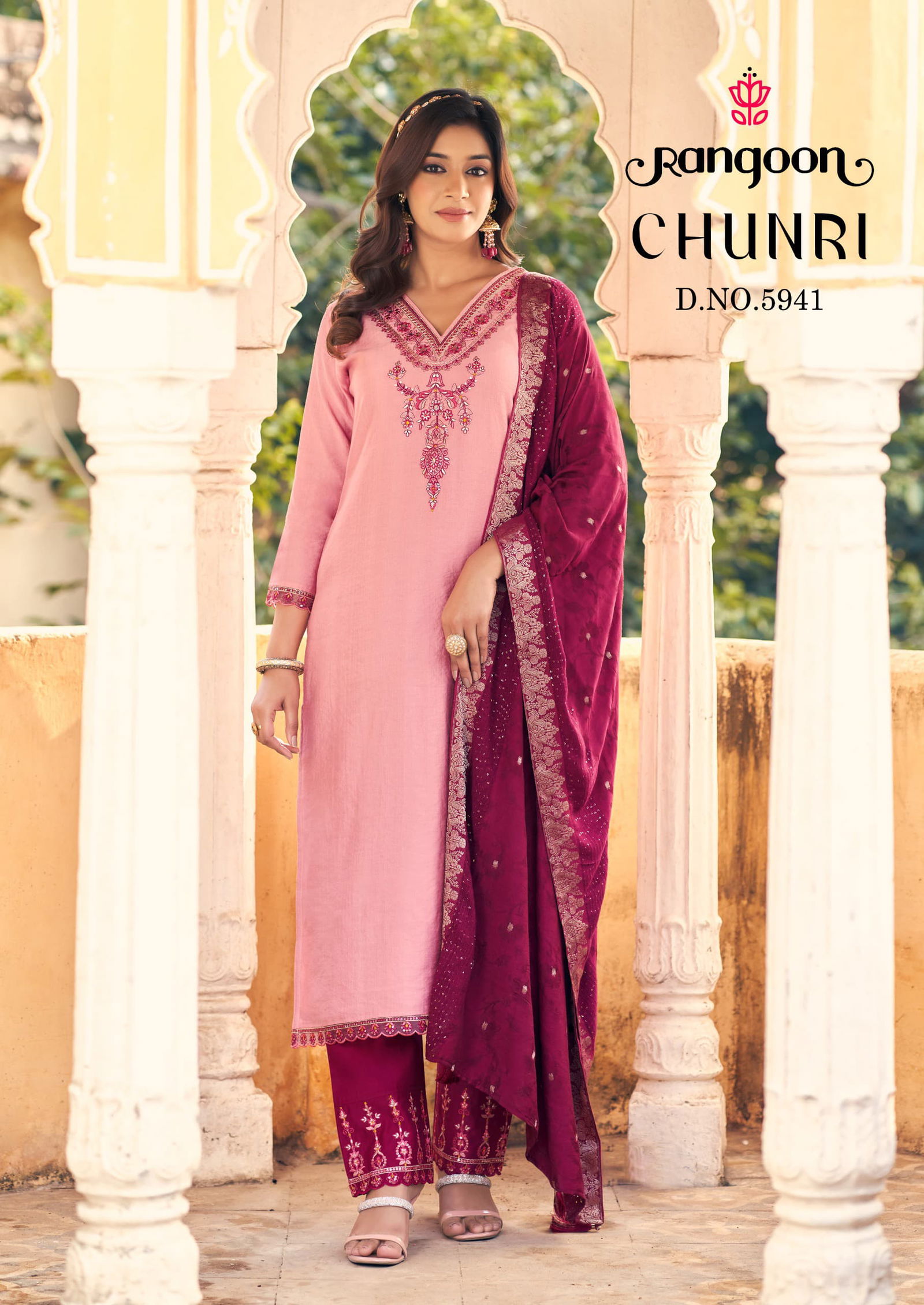  Chunri By Rangoon Viscose Embroidery Kurti Bottom With Dupatta Suppliers In India